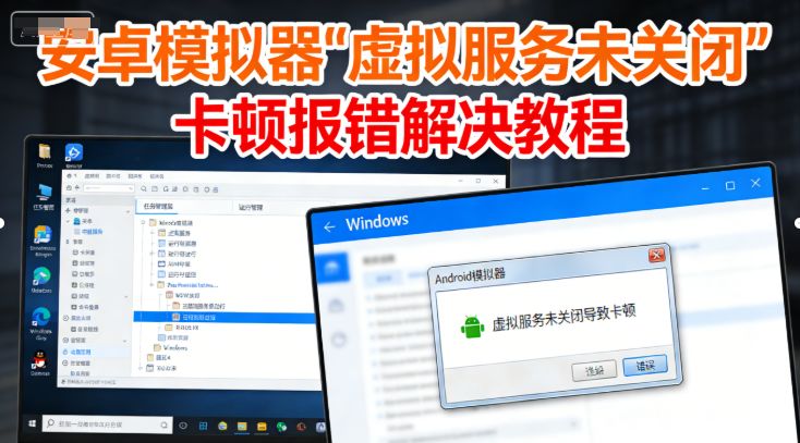 解决安卓模拟器提示“虚拟服务未关闭”导致卡顿、报错的终极教程-阿龙软件站